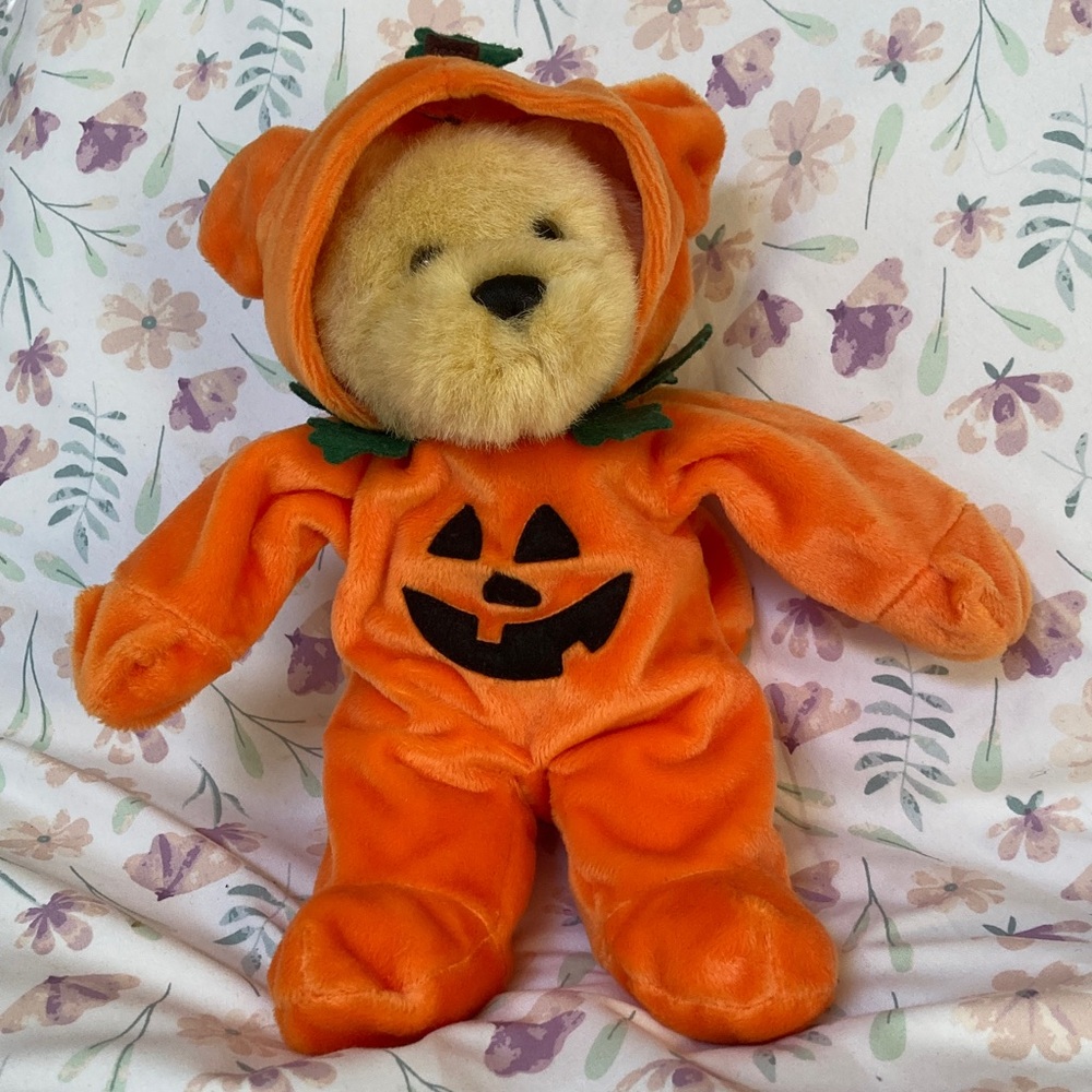 Vintage G.A.C. Halloween pumpkin bear plush